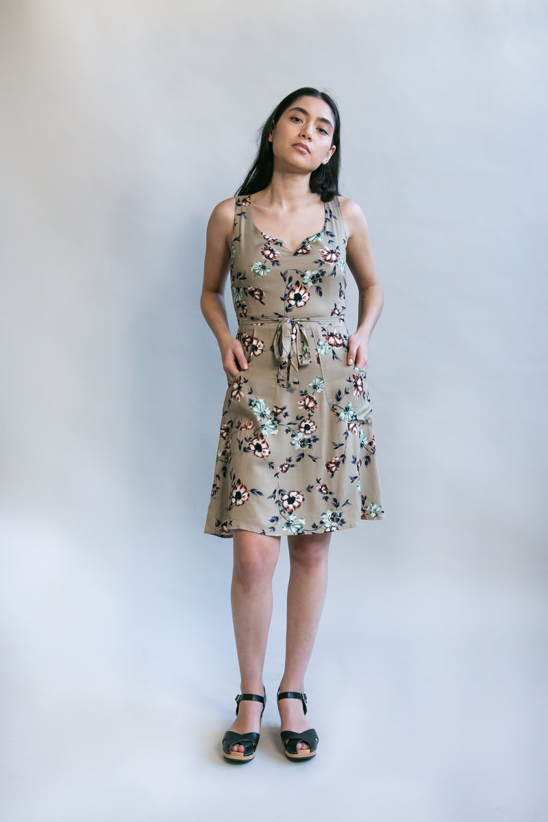 Wrap Dress in Taupe Floral – Field Day